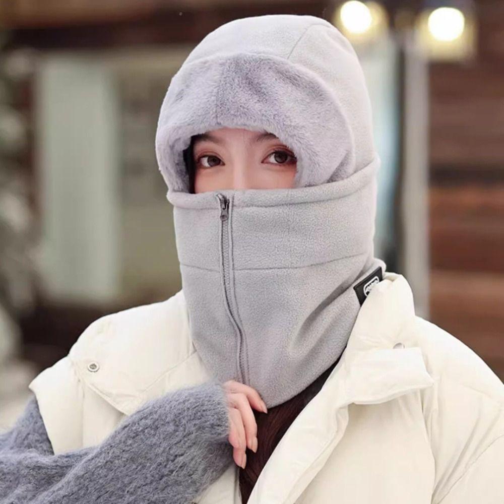 Thickened Plush Neckerchief Furry Mask Pullover Cap Soft Winter Balaclavas Cap Riding