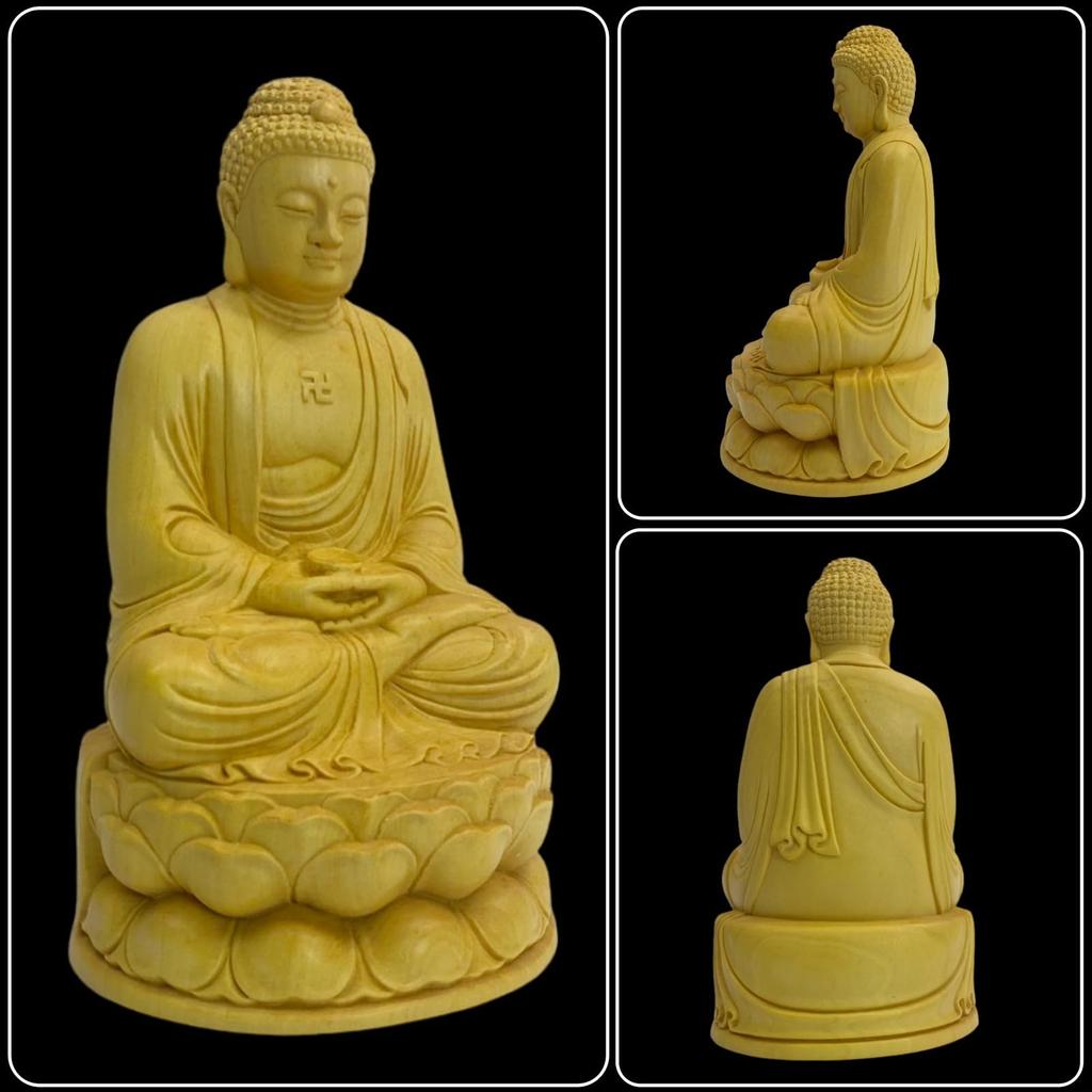 Lunari Buddha statue Shaka Nyorai seated statue Buddha sculpture Soto sect Rinzai sect Buddhism Buddhist altar Buddhist altar implements wood carving