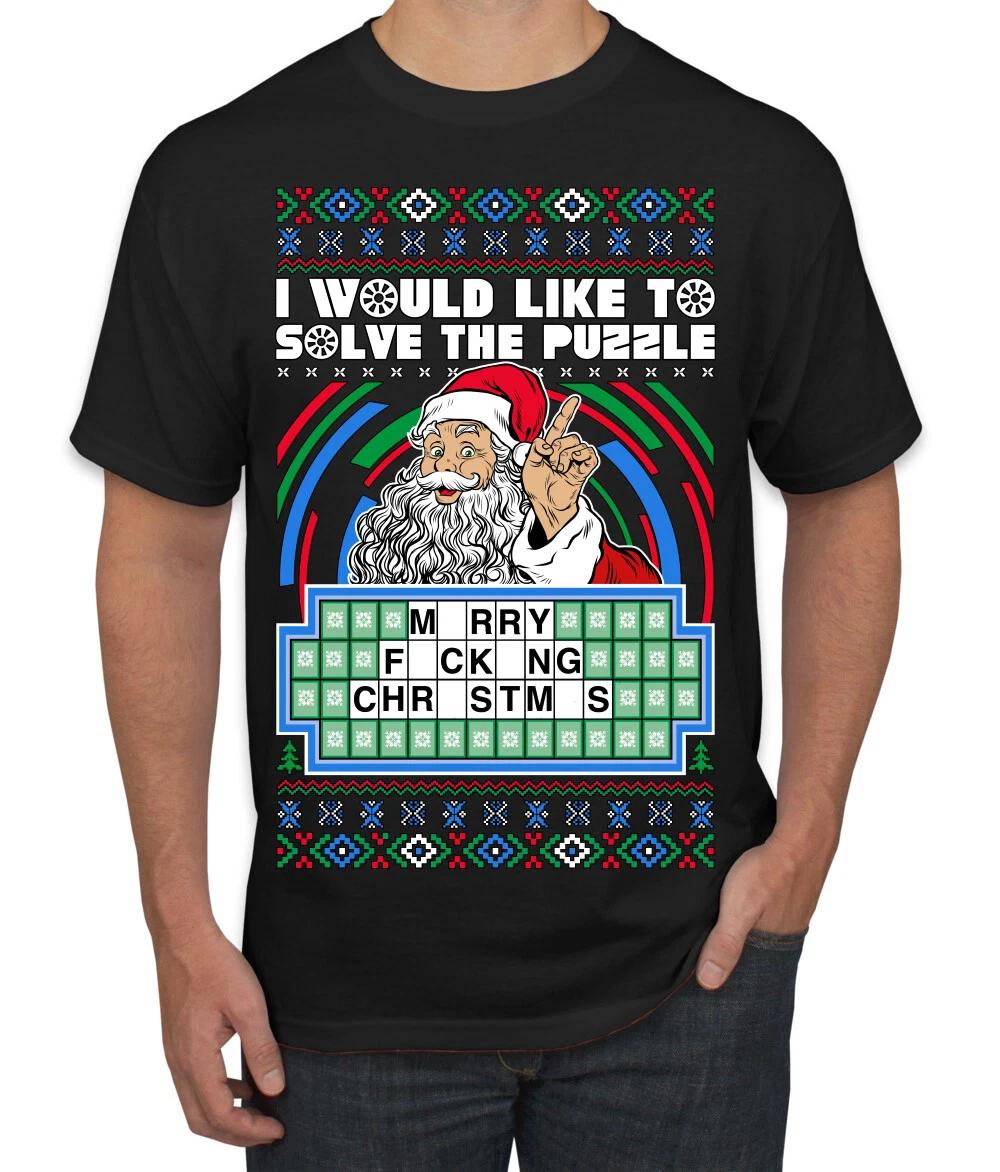 Santa Game Show Id Like To Solve the Puzzle Men T- Shirt S