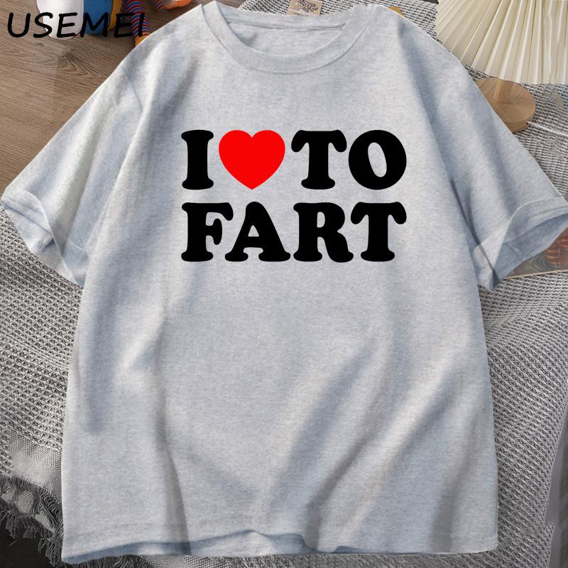 

I Love To Fart Tshirt Humor Tee Joke Gag T-shirt for Man Dad Gifts Clothes Cotton Printed T-shirts Fashion Casual Tops XL сірий