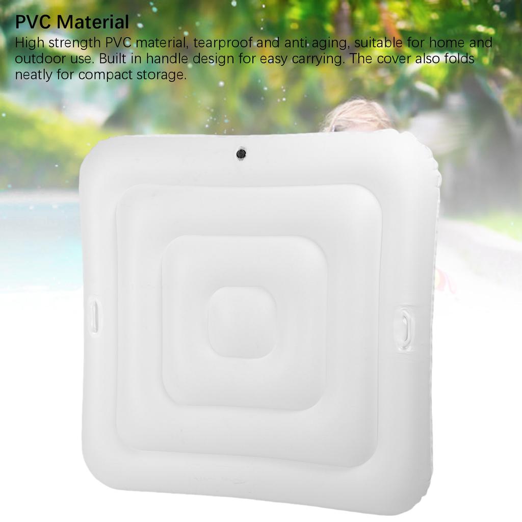 130cm Şişirilebilir Yüzme Havuzu Örtüsü Dış Mekan Spa Havuzu Örtüsü Toz Geçirmez PVC Kare Havuz Koruyucu