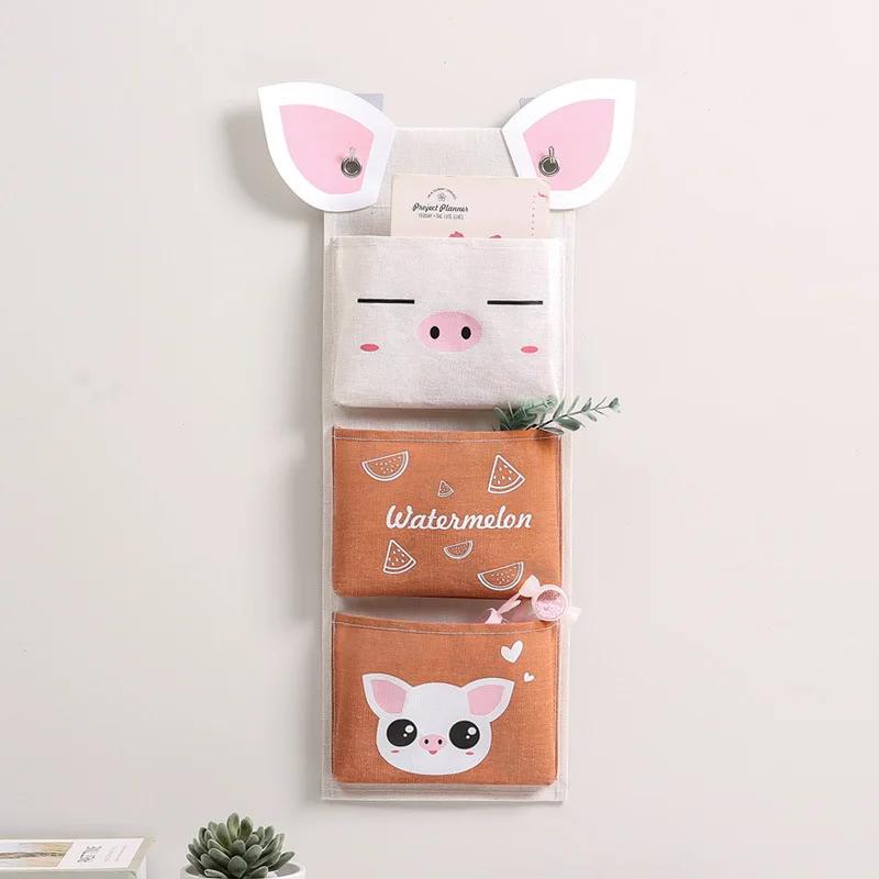 3/5 Pocket Wall Mounted Storage Hanging Bag Cloth Art Bag Cosmetics Toys Sundries Organizer Storage Bag Home Bedroom Hanging Bag