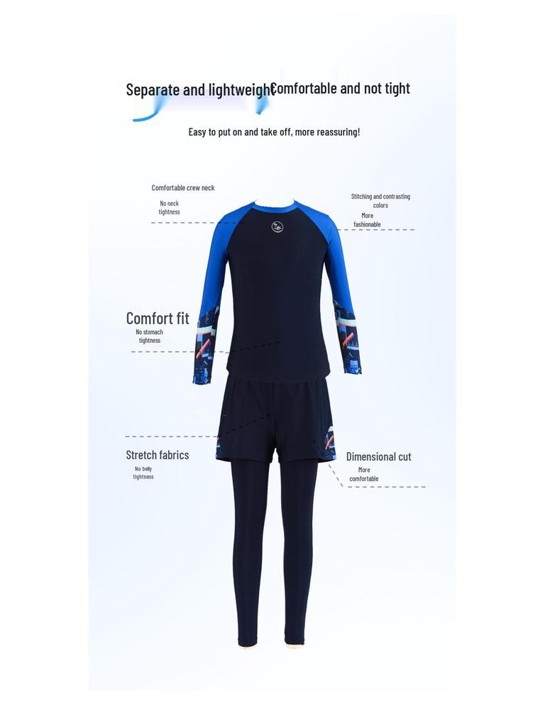 2025 Kids' Quick-Dry Boys' Long-Sleeve Rash Guard & Trunks Set