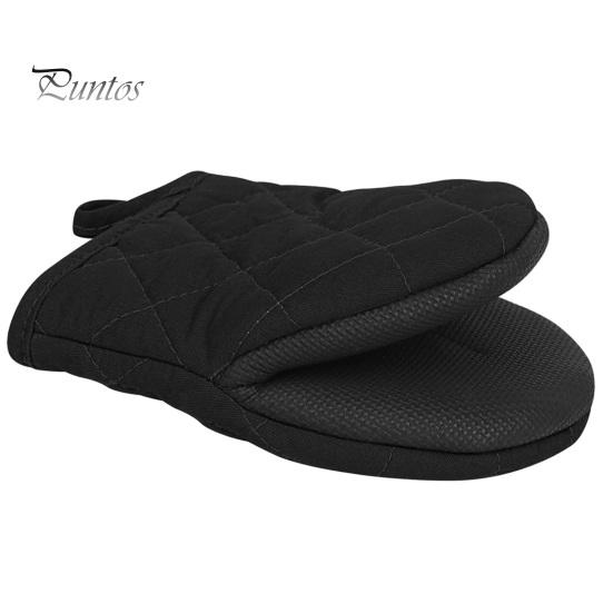 Silicone Oven Mitts 1Pc Short with Non-Slip Grips High Heat Resistant Thicker Gloves Cotton Lining Kitchen Microwave BBQ Baking Cooking Grilling