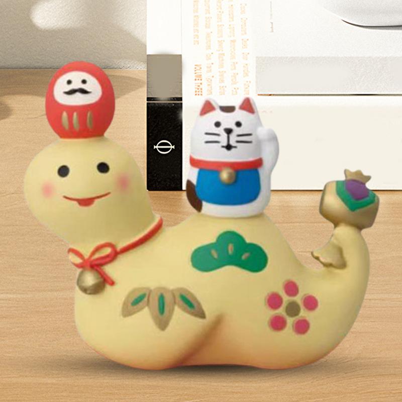 Snake Year Cat Crafts Small Ornaments for Chinese New Year Snake Year Trend Bonsai Food and Decorative Resin Figurines Decor