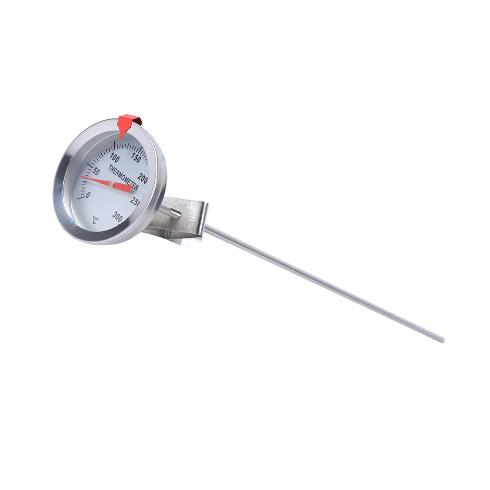 

12 Long Stainless Steel Cooking Probe Thermometer with Clip for Food Meat Homebrew Wine Kettle