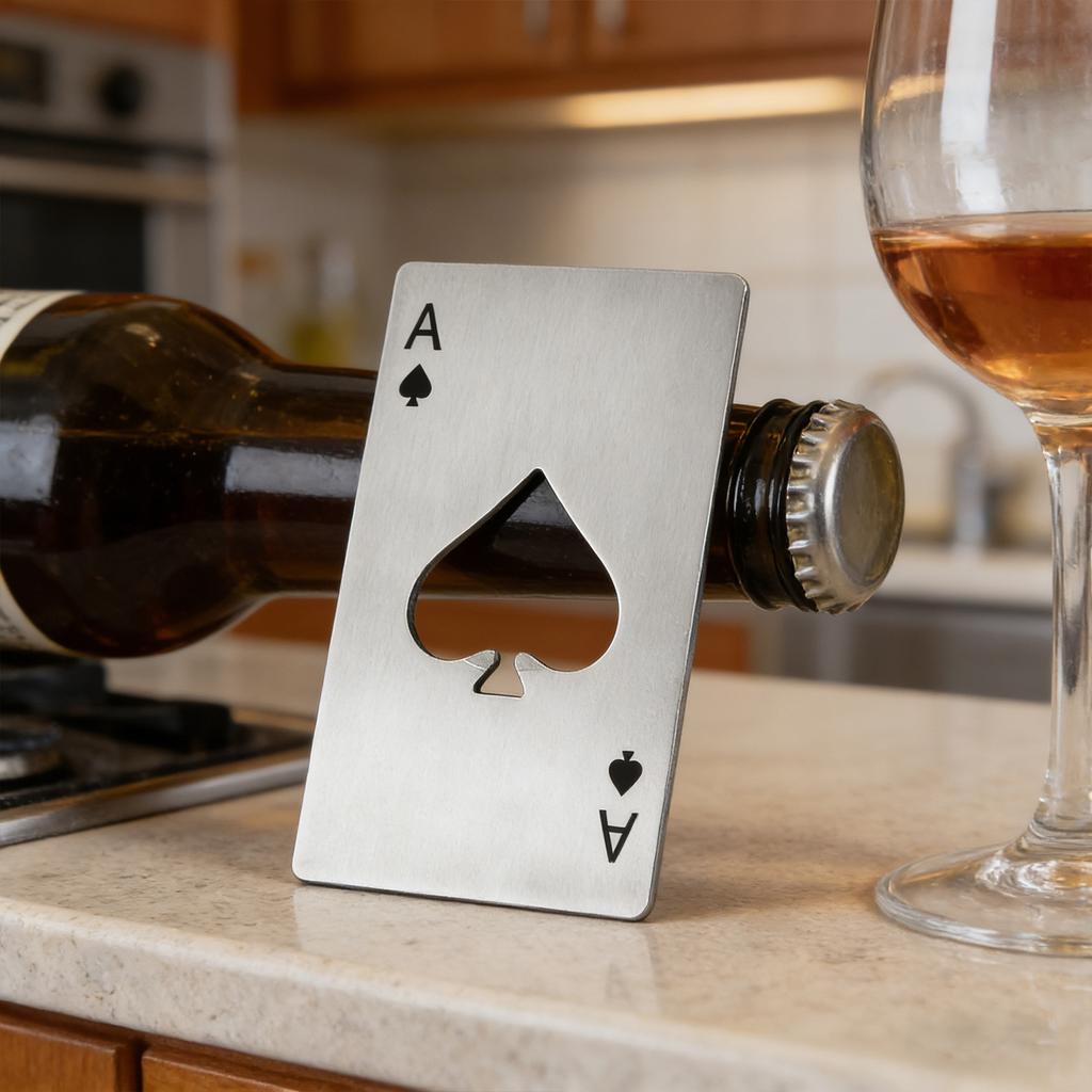 Stainless Steel Bottle Opener Spade A Shape Poker Design for Home Party Decoration