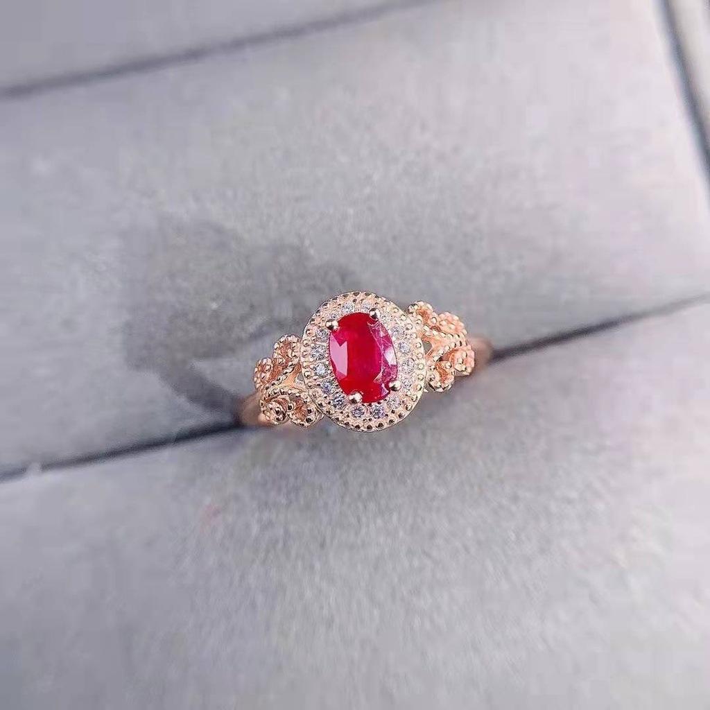 Ruby Women's Fashion Bracelet Zircon Crystal Retro Simple Rose Ring