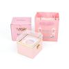 Luxury Rotating Acrylic Jewelry Box with Preserved Rose, Teddy Bear, and Birthday Cake Design