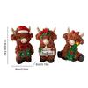 3pcs Christmas Highland Cattle Statues Cute Highland Cow Resin Sculpture Decorations Accessories Christmas Gifts