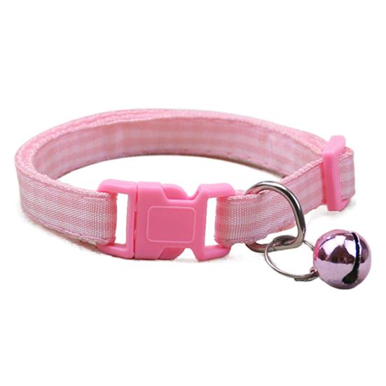 Yousheng Pet Collar Plaid Pattern Multiple Colors Vibrant Buckle Bells Small Dog Cat Regular Collar Pet Accessories