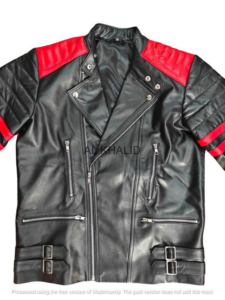 Jachetă nouă pentru bărbați Negru și Roșu Piele de miel autentică Piele naturală Lucrată manual Piele de miel Elegantă Moale