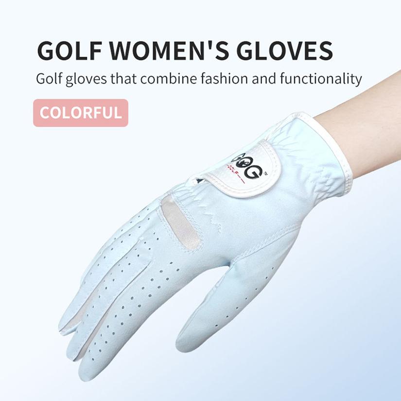 Golf Gloves for Women Lady Girl Professional 1 Pair Pink Blue 2 Colors Fabric Sports Golf Game Ball Tennis Baseball Gift 1 Pair 6