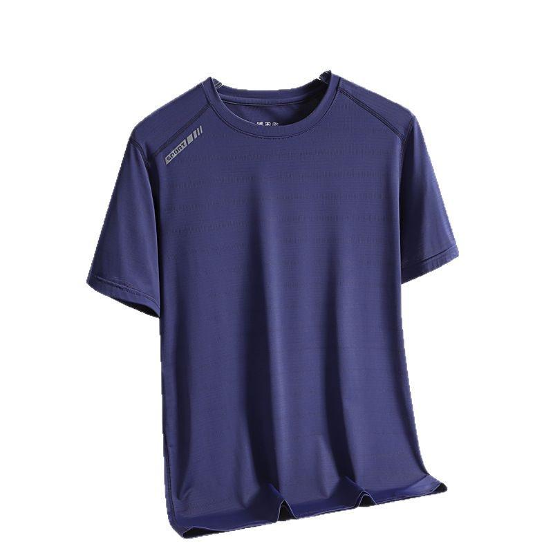 Men's Ice Silk Summer T-Shirt - Solid Color, Breathable, Loose Fit, Half Sleeve, Plus Size Sportswear