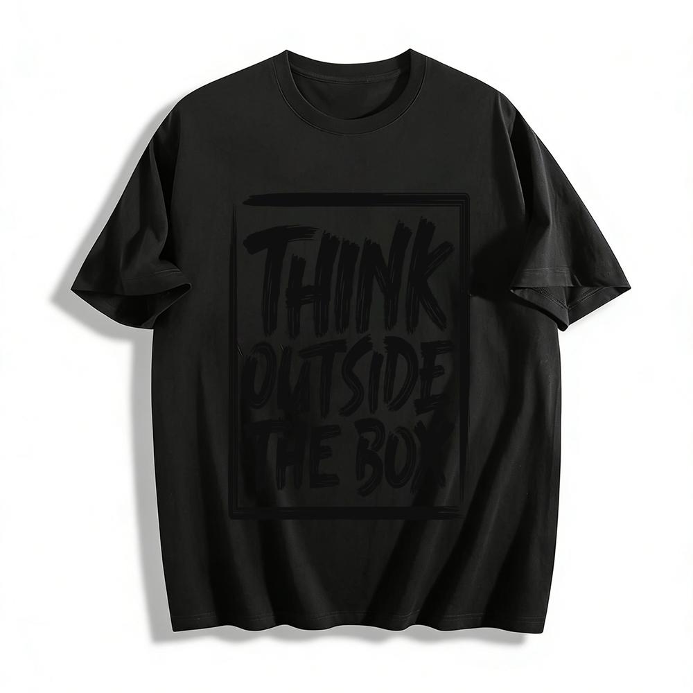 Think Outside The Box Slogan Print Casual Loose Unisex T-Shirt Pure cotton T-shirt XXS