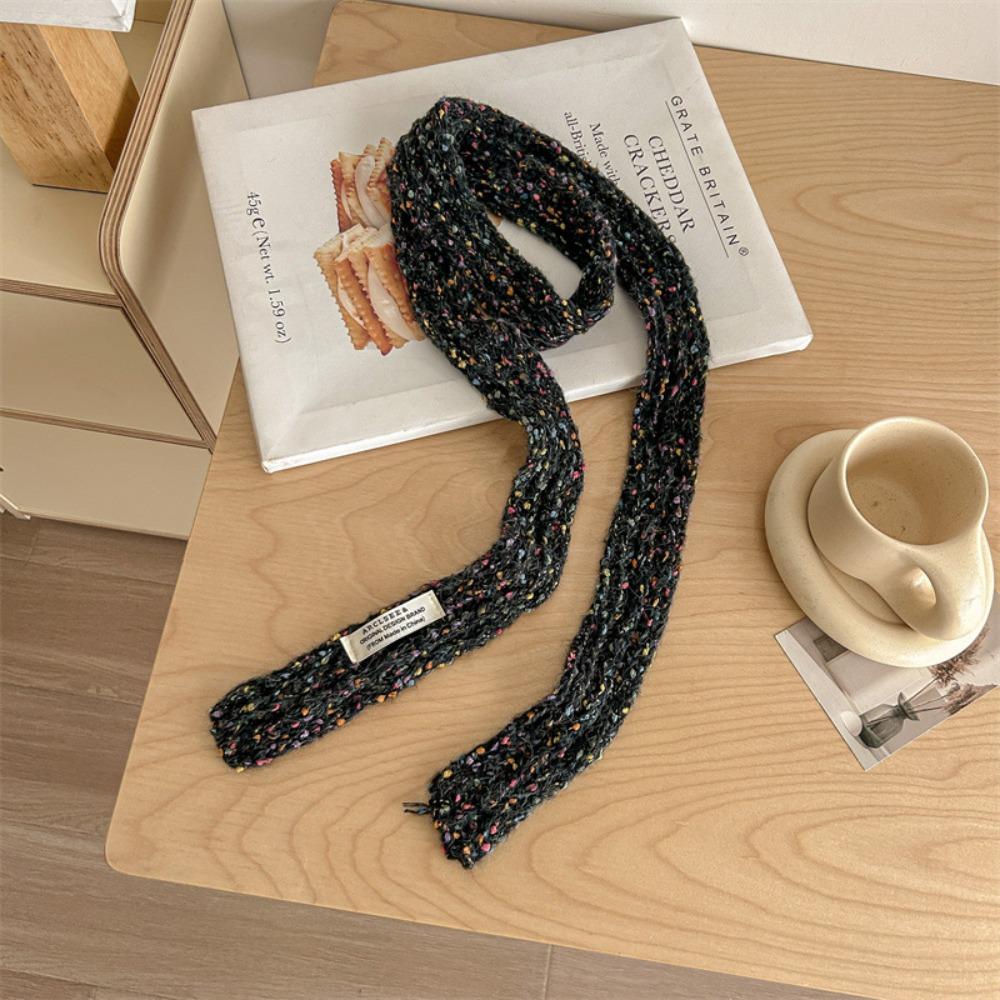 Harajuku Colorful Slender Scarf Soft Knitted Colorful Dot Shawl Long Narrow Scarves  Streetwear