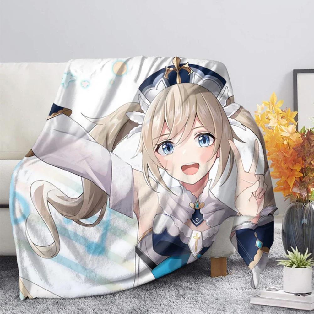 3d Printed Genshin Impact Girls Blanket Bedspread Cute Flannel Home Camping Aircraft Blanket Plush Soft Comfortable Blanket