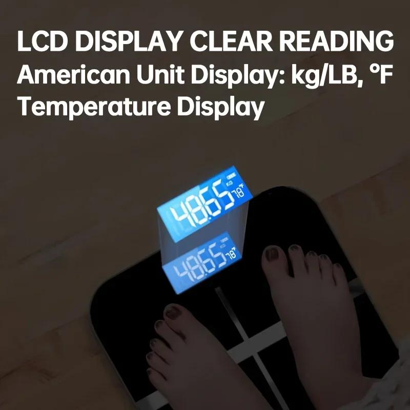 Intelligente Badezimmerwaage 400 lbs Hohe Tragkraft, Präzise Digitale KörpergewichtswaageTemperaturanzeige für Heim-, Wohnheim- und Fitnessgebrauch