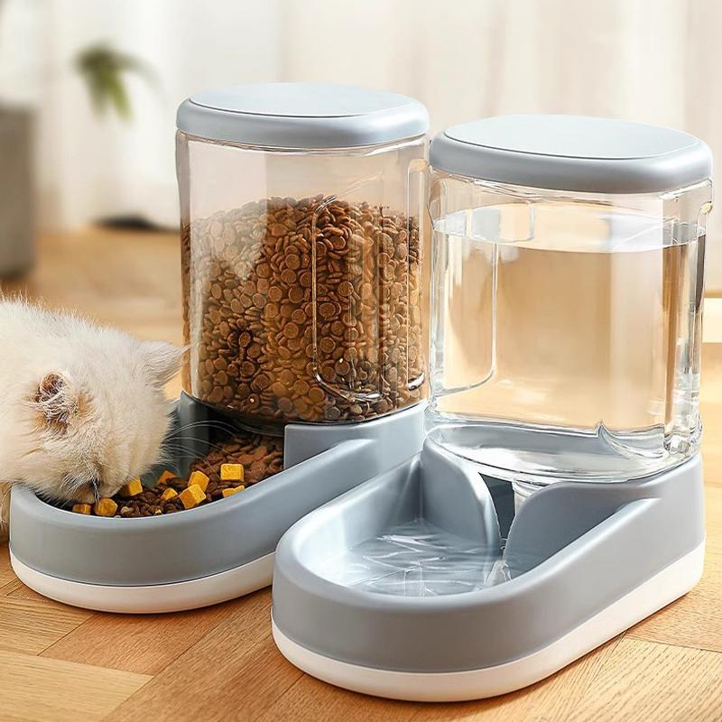 3.8L Pet  Automatic Feeder Water Dispenser 2 In1 Tilted Automatic Pet Food And Water Feeder Large Capacity Food Feeder Waterer