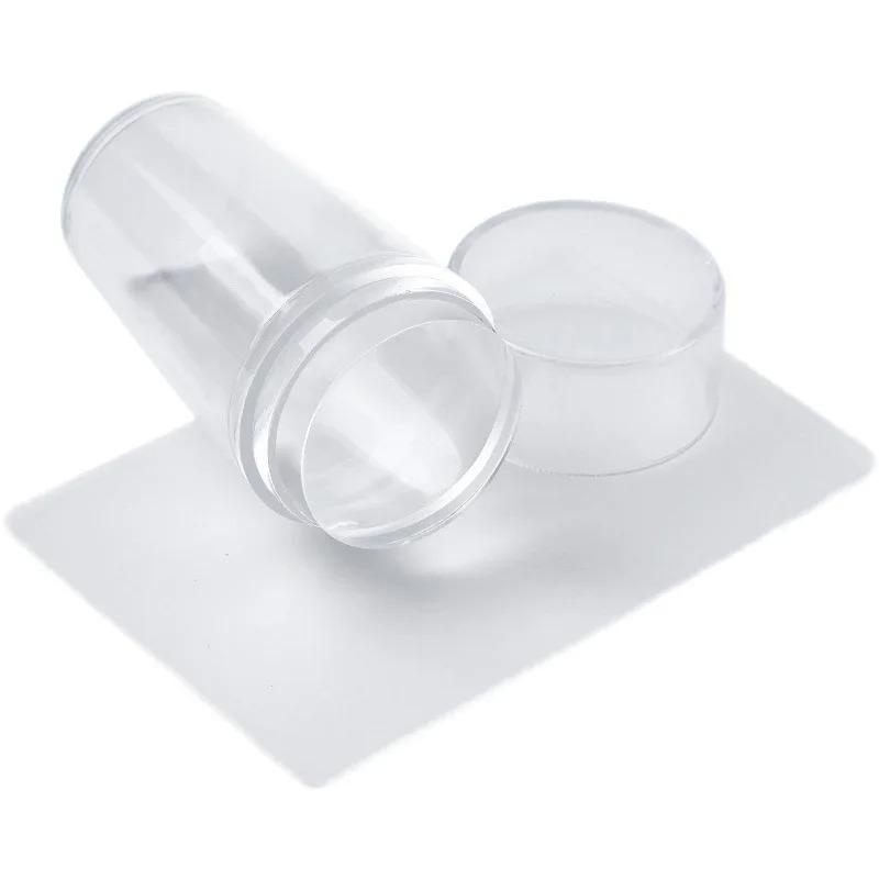 Silicone Nail Stamper French Nail Tips Double Head Transparent Jelly Stencil Template Seal Stamper Scraper For Fast Nails Tip Nail Polish Stamping