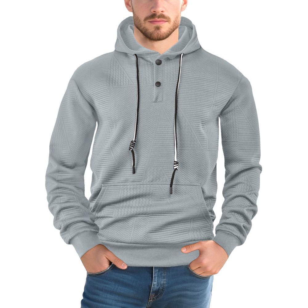 New Style Pullover Sweatshirt - Solid Colour Casual Sports Loose-Fit Trendy Long-Sleeved Hooded Sweatshirt for Men