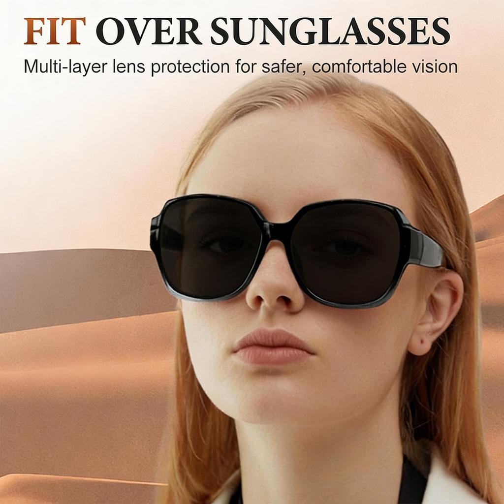 Square Oversized Fit Over Sunglasses Over Glasses with Lightweight Large Frame for Woman Man T01