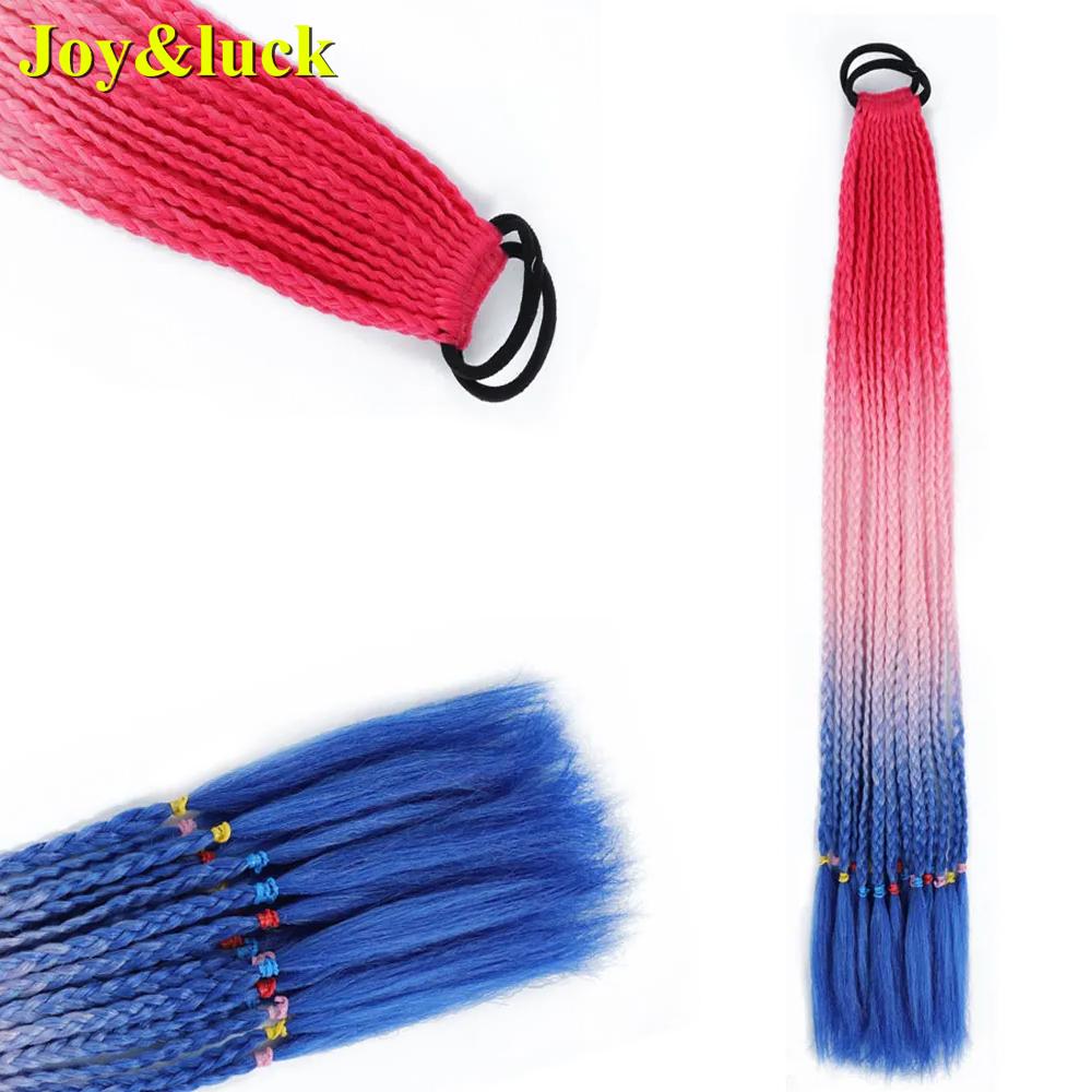 24 Zoll Ombre Yaki Straight Synthetische Haarverlängerungen Mädchen Farbe Geflochten Zopf Gummiband Box Braid