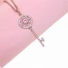Exquisite Purple Gold Plated Rose Gold Fashion Trend Colored Gold Inlaid Zircon Key Pendant Simple Wind Collarbone Chain Women