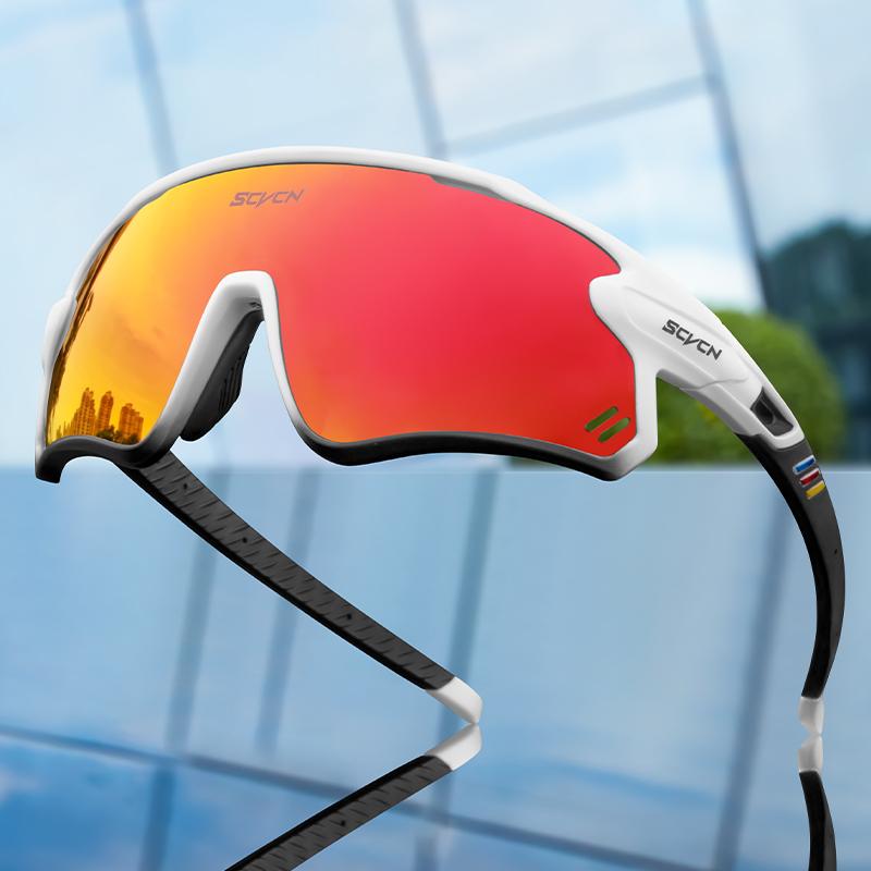 Lunettes de soleil de cyclisme SCVCN Hommes Lunettes de vélo Lunettes de sport pour vélo Lunettes pour VTT extérieur Route Course à pied Protection UV400 Lunettes