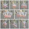 2pcs Pink Transparent Christmas Snowfall Deer Pendant Cartoon Plastic Xmas Tree Hanging Ornaments Crown Girl Key Elegant