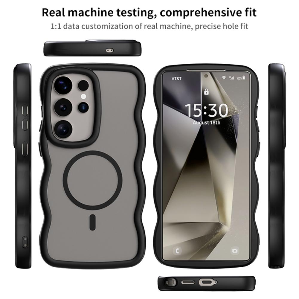 For Samsung Galaxy S24 Ultra Case Compatible with MagSafe TPU+PC Phone Back Cover Skin Touch Wave Shape