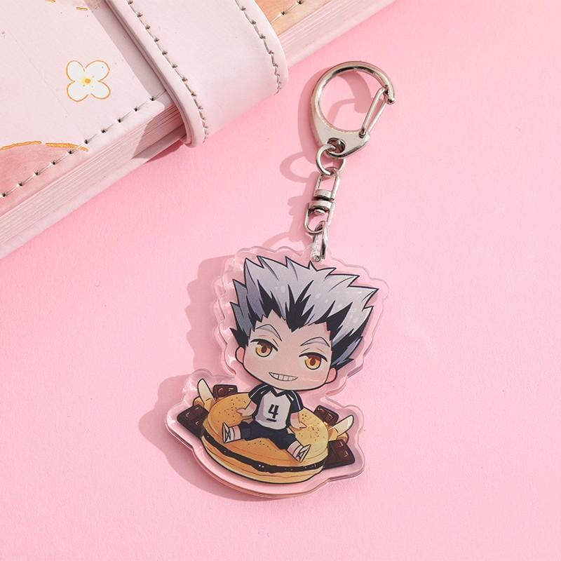1/12Pcs Anime Character Haikyuu Acrylic Car Keychain Cute Backpack Pendant Funny Bag Charms Accessories Decoration Holiday Gifts
