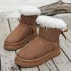 Women Boots Fashion Casual Flocking Winter Warm Ankle Length Comfortable Snow Shoes Women  Bow Tie Female Boots Ladies