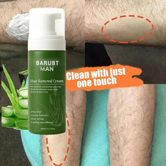 60ML Men Hair Removal Cream Natural Aloe Vera Quick Gentle Fast Acting Moisturizing Full Body Arm Leg Underarms Facial Hair Remover Depilatory Cream