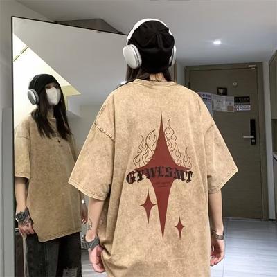 Dámske tričko American Washed Distressed s krátkym rukávom Streetwear Crew Neck Top Jarné tričko Letné tričko