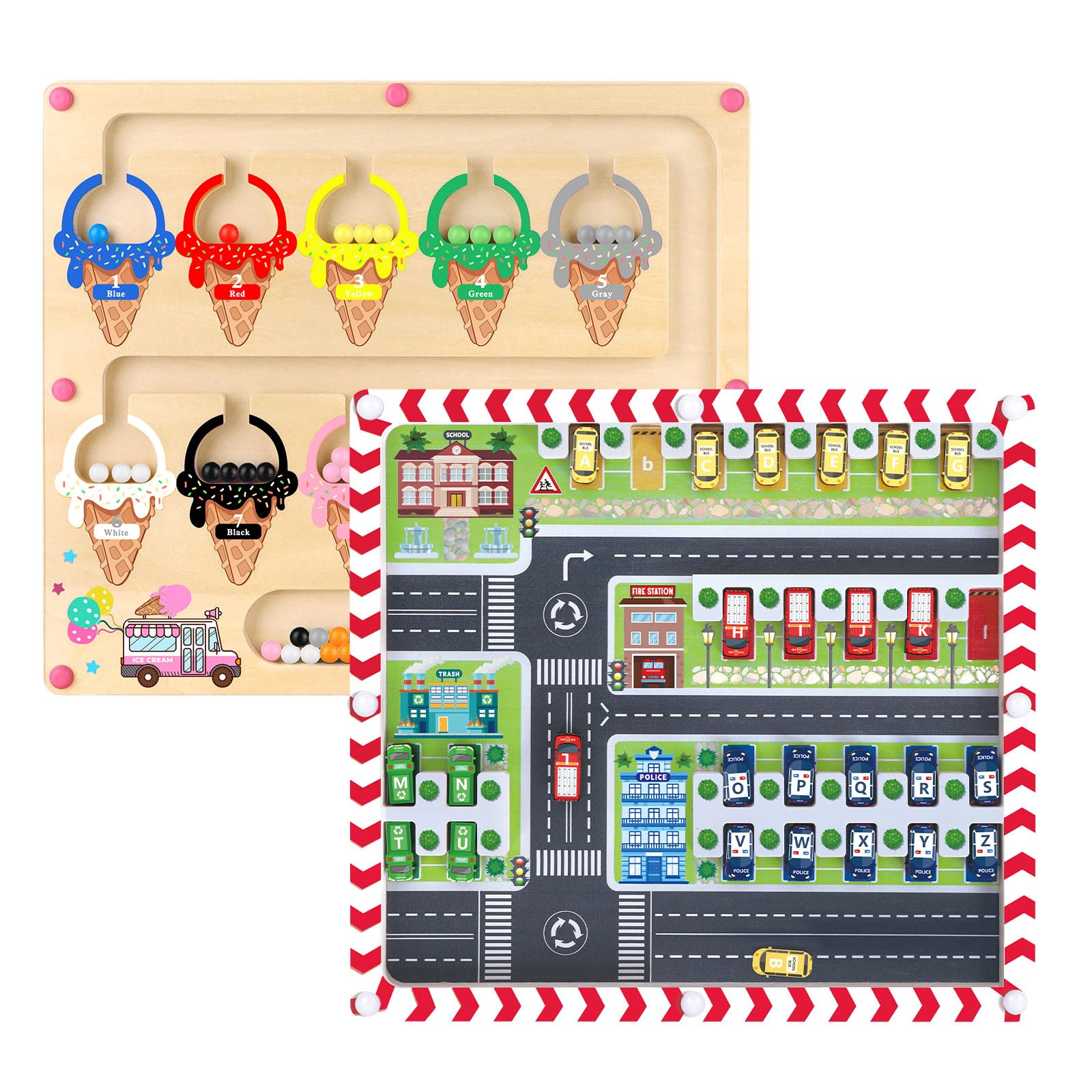 

Magnetic Color and Number Maze Dual Panel Board, Magnetic Maze Board is a fun way for children to learn through play, practicing counting, hand-eye
