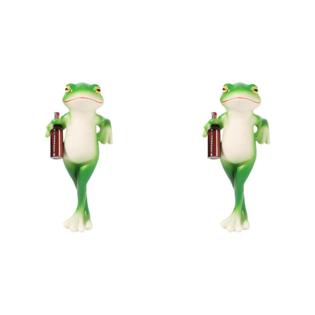 1/2Pcs Funny Drinking Frog Statue Planter Hugger Resin Hanging Frog Figurine Miniature Frog Figurine for Flower Yard Lawn Gifts