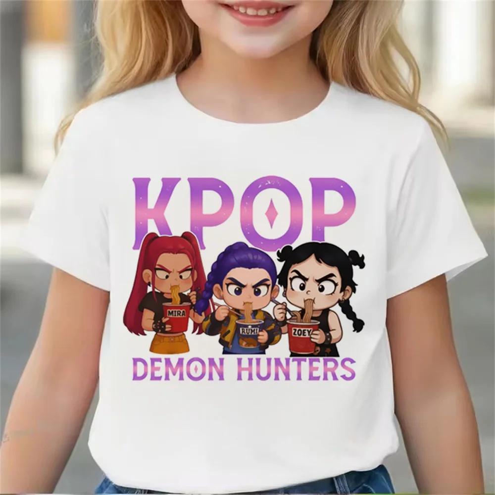 2026 Summer Hot Children Clothes Girl Boy KPop Demon Hunters Movie Print T Shirts Print Kids T-shirt Tops