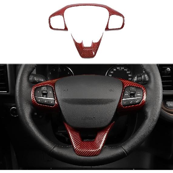 Steering Wheel Cover Trim Interior Decor Red Carbon Fiber For 21+ Bronco Sport