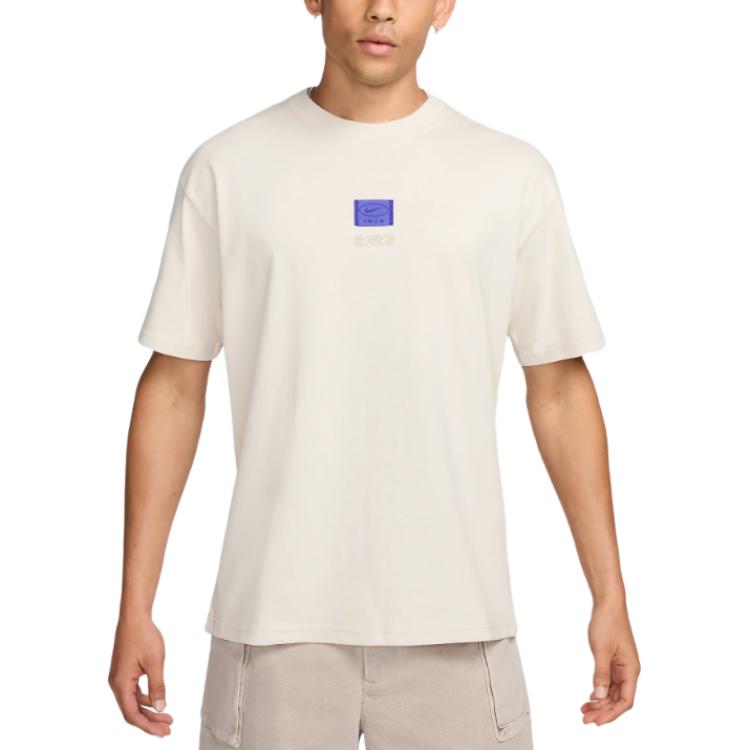 

Nike Спортивная футболка с принтом логотипа, простая, удобная, повседневная, с круглым вырезом, с коротким рукавом, мужская футболка, светло-минерально-коричневый, FZ5392-104 L