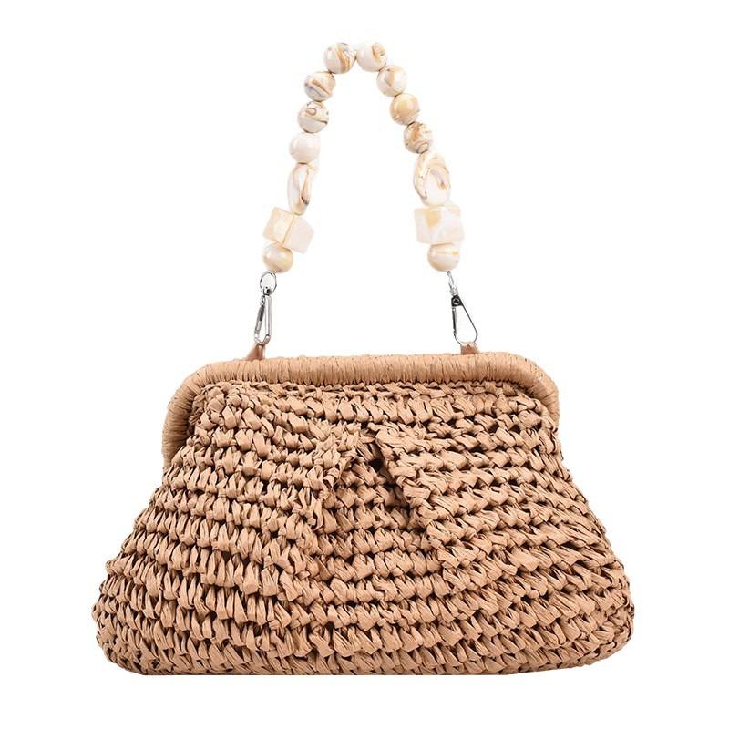 Popular spring and summer shoulder crossbody straw woven bag women's fashion woven clip bag mini beach bag