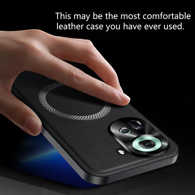For Oppo Reno 11F Case Magnetic Elegant Leather Wear-Resistant Lens Fully Covered Non-Slip Grip Edge Cover Shell