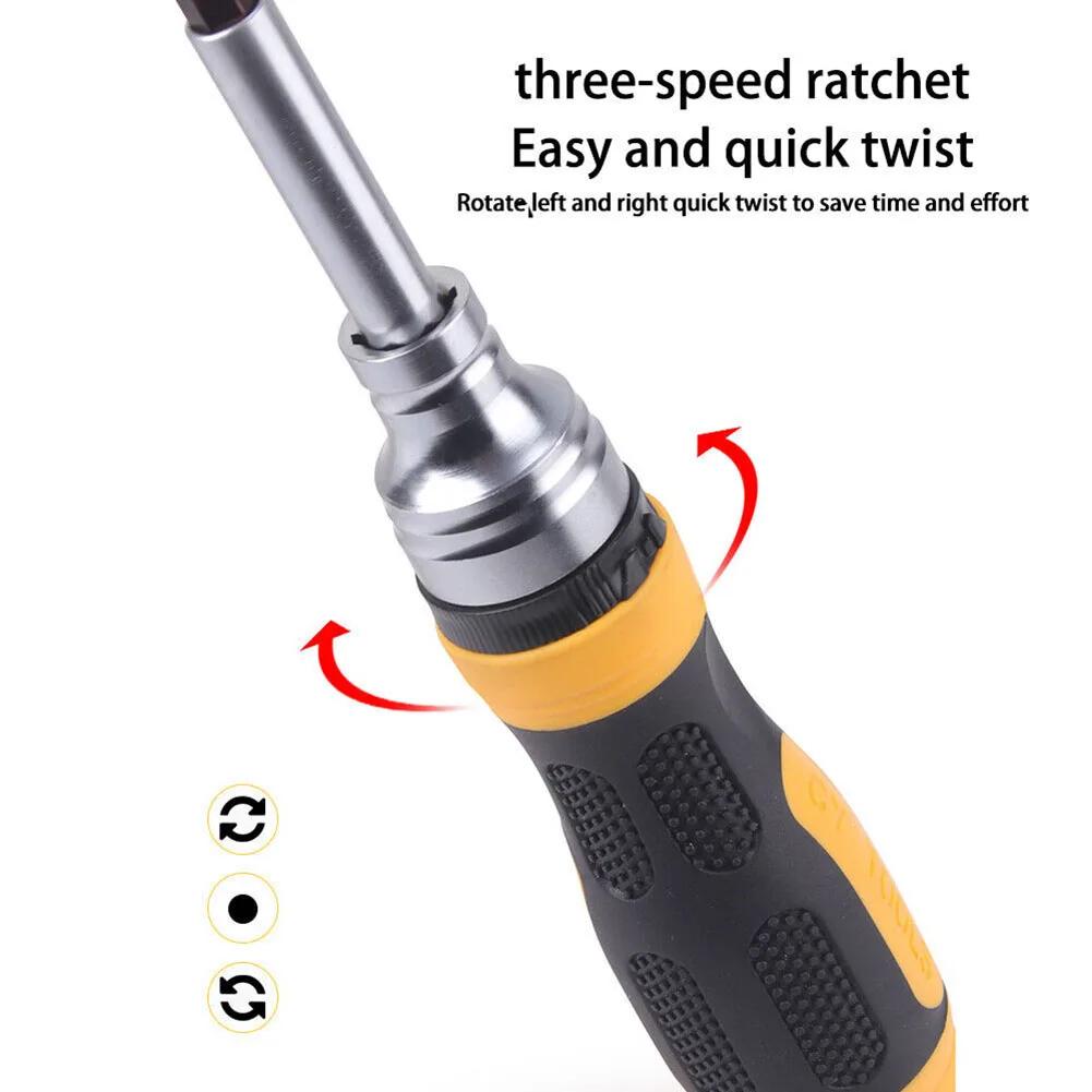Magnetic Ratchet Screwdriver Set Cross Slotted Square For Torx Hex Bit For Electrical Installation Carpentry Repair