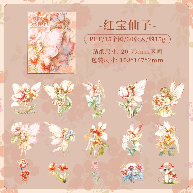 30-Piece Fairy & Angel Character Stickers, Magical Fantasy Designs, for Journal Decoration & DIY Crafts