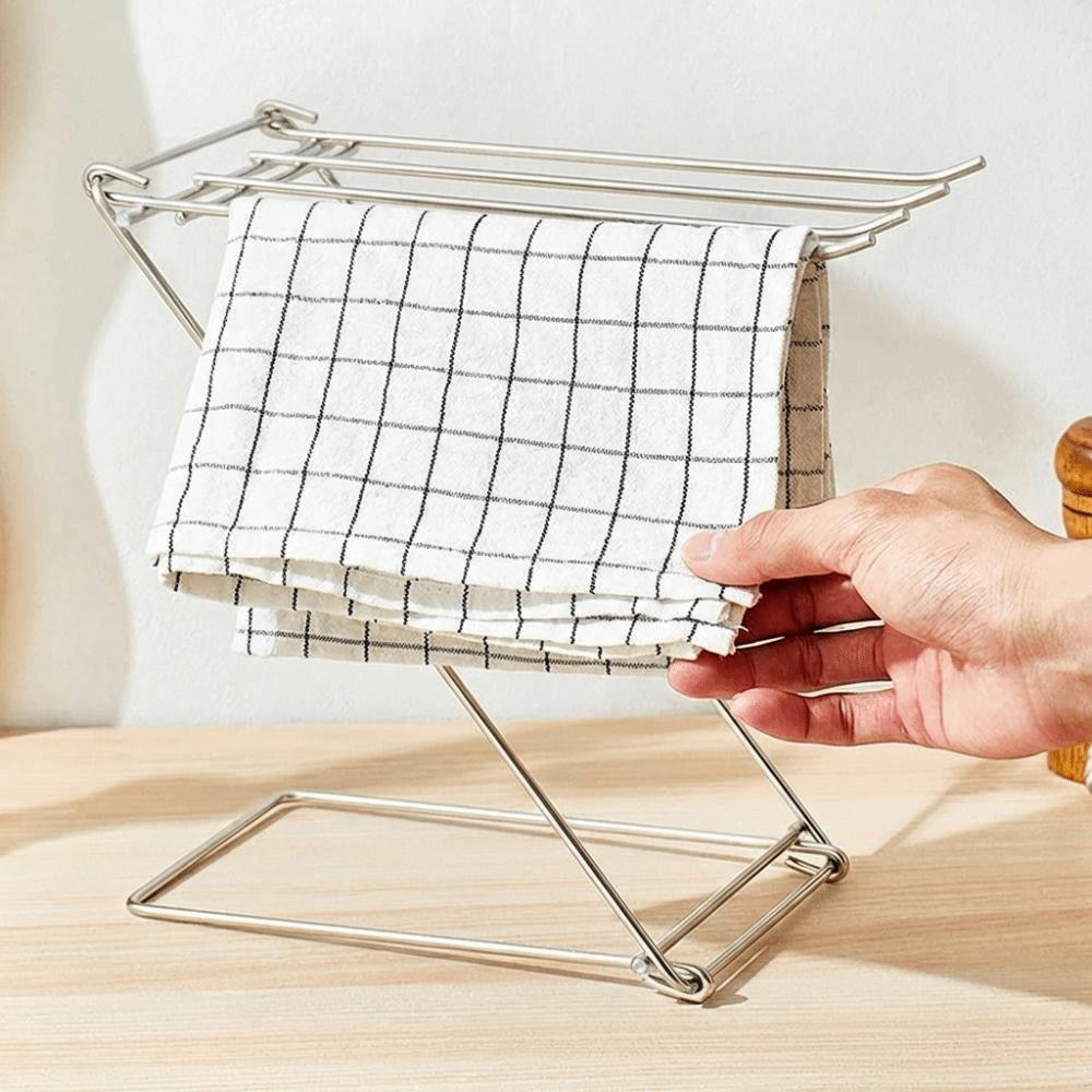 4 Rods Kitchen Cloth Drying Rack Stainless Steel Towel Storage Organizer Narrow