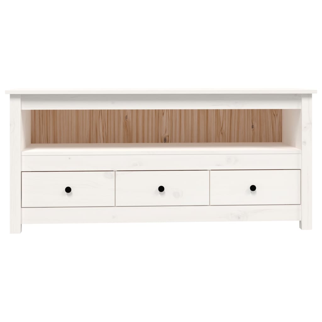 Vidaxl Szafka Pod Telewizor, Biała, 114X35X52 Cm, Lite Drewno Sosnowe