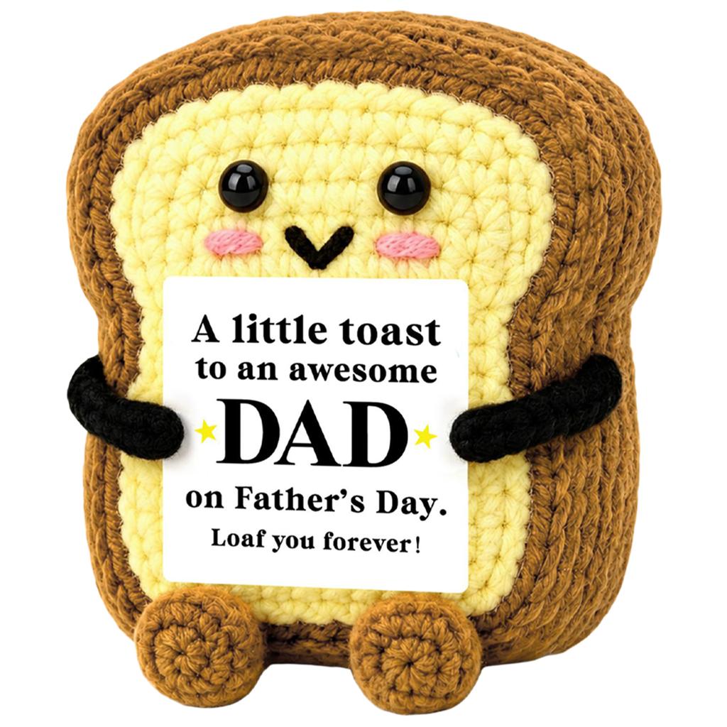 Amigurumi Knit Bread Crochet Toast Doll Funny Plush Birthday Gift Desk Decor Ornament Card