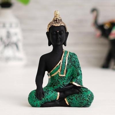 Statue de Bouddha Pour Maison Salon Statue Vastu Pièce Décorative - 13 cm  (Résine poly, Vert)