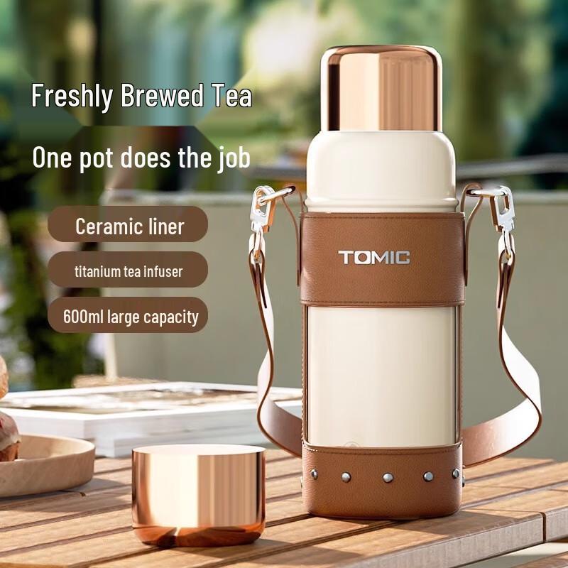 Temake Ceramic Lined Stainless Steel Thermos Bottle with Titanium Tea Infuser