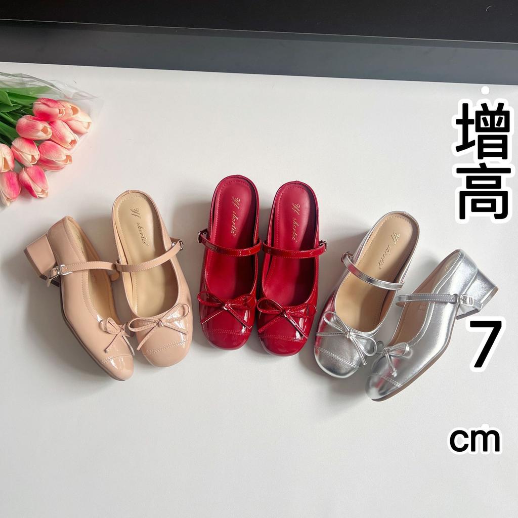 Sheepskin version~ bow word with bag head drag women's outer wear 2025 summer new French square head thick heel sandals